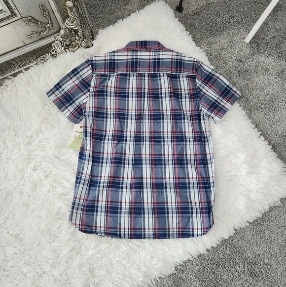 Class Club Boy's Short Sleeve Plad Button down shirt. Size 18/20. New. C1 - Picture 3 of 8